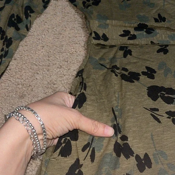 Toad & Co Cue Faux Wrap Long Sleeve Dress Floral Olive‎ Green Large - Picture 5 of 8